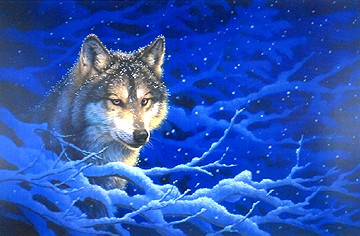 ジョウ・ナイトウの絵画作品　タイトルは、蒼い雪